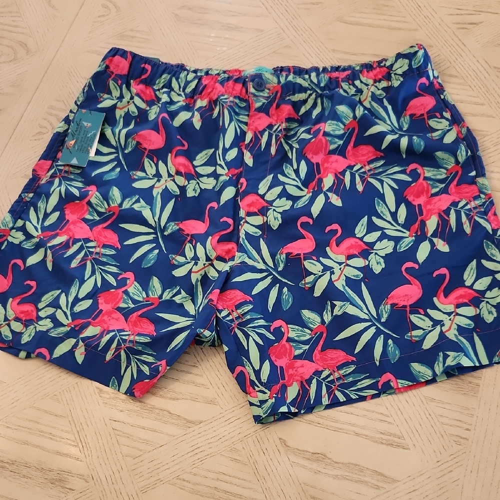 NWT Joe Marlin Tropical Flamingo Swim Trunks Men's XXL